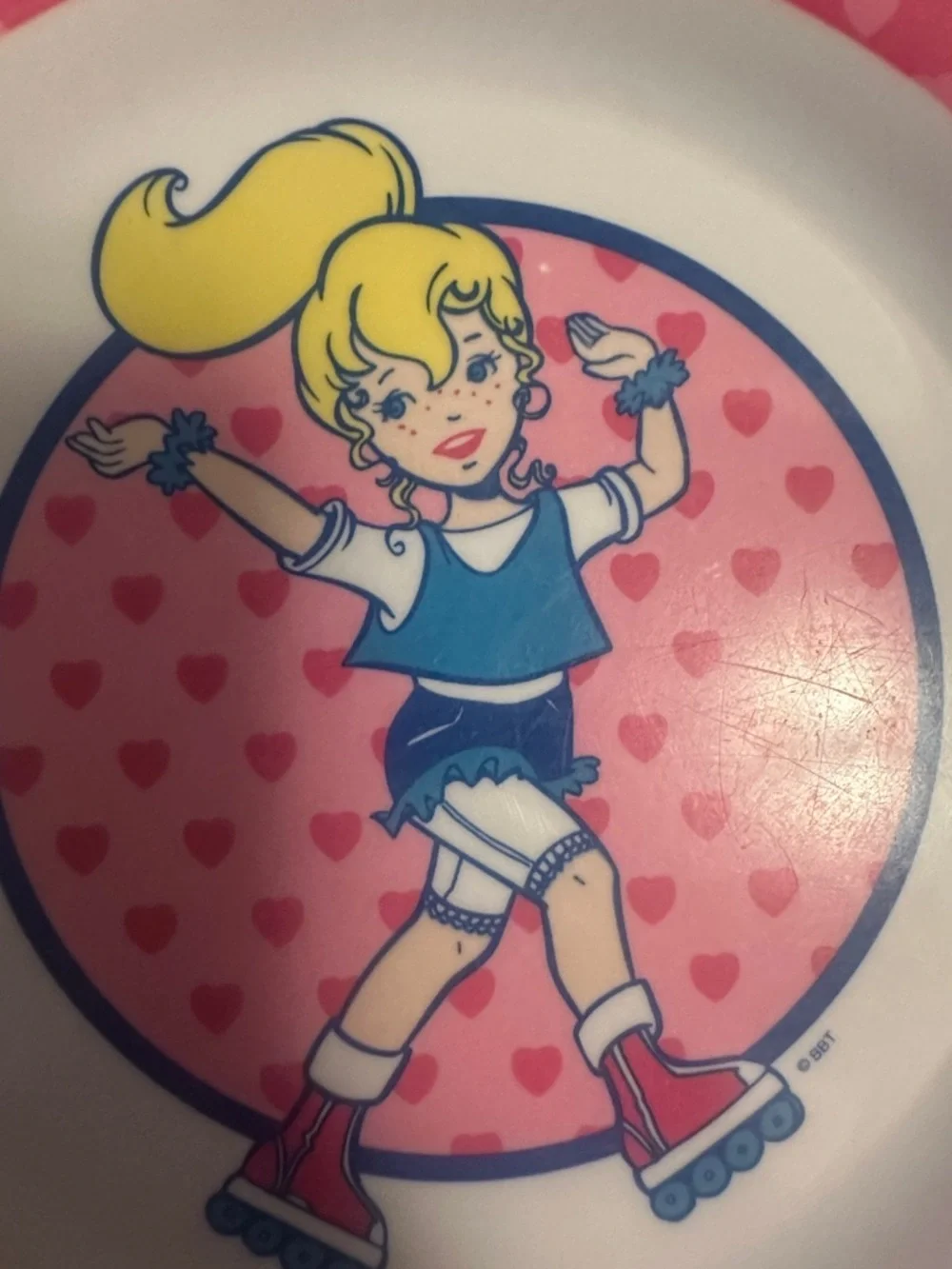 Vintage 1995 Polly Pocket - Roller Skater Design Melamine Dinner Plate Plastic